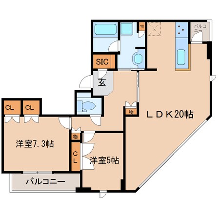 東静岡駅 徒歩5分 22階の物件間取画像